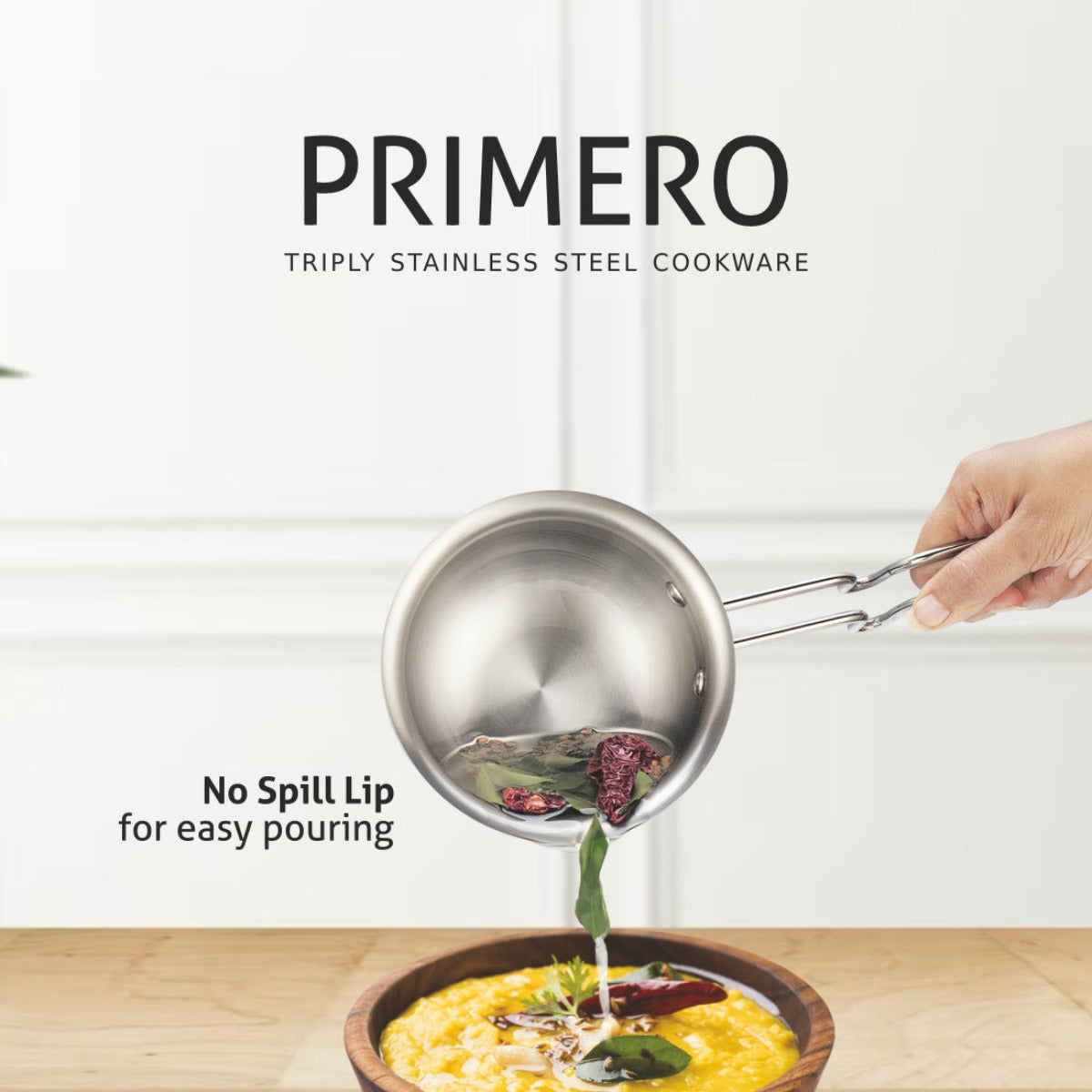 Alda Primero Tri-ply Stainless Steel Tadka Pan 12cm 500ml