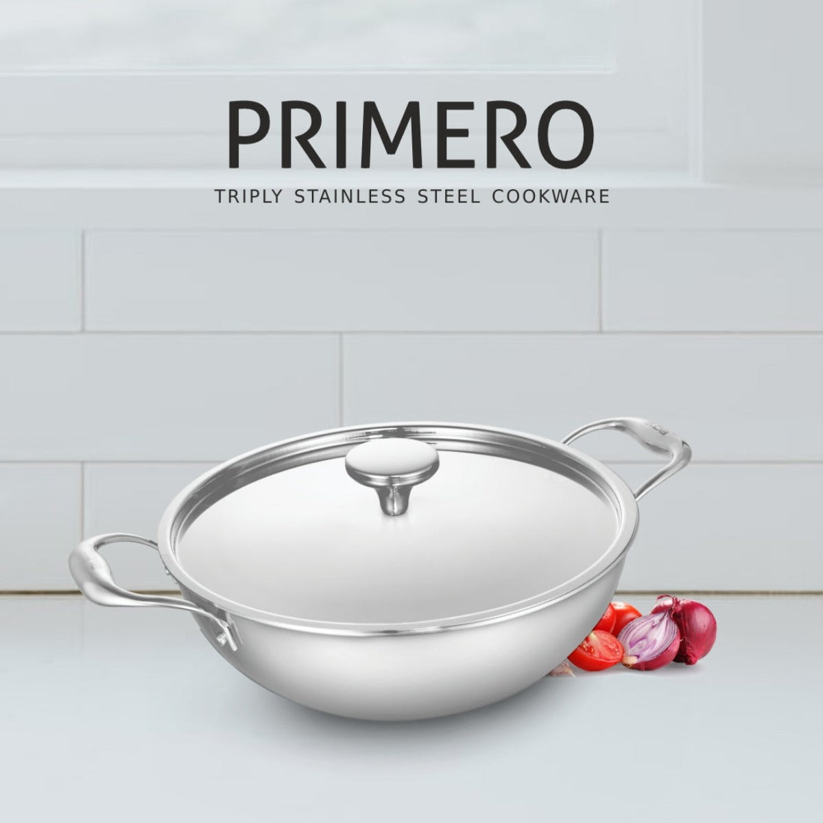 Alda Primero Tri-ply Stainless Steel Deep Wok With Lid