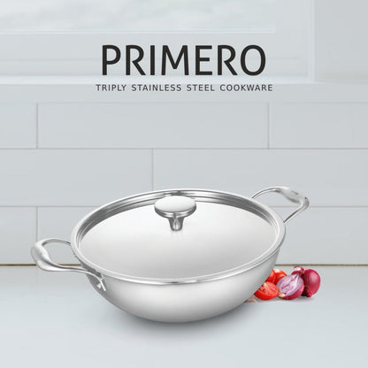 Alda Primero Tri-ply Stainless Steel Deep Wok With Lid