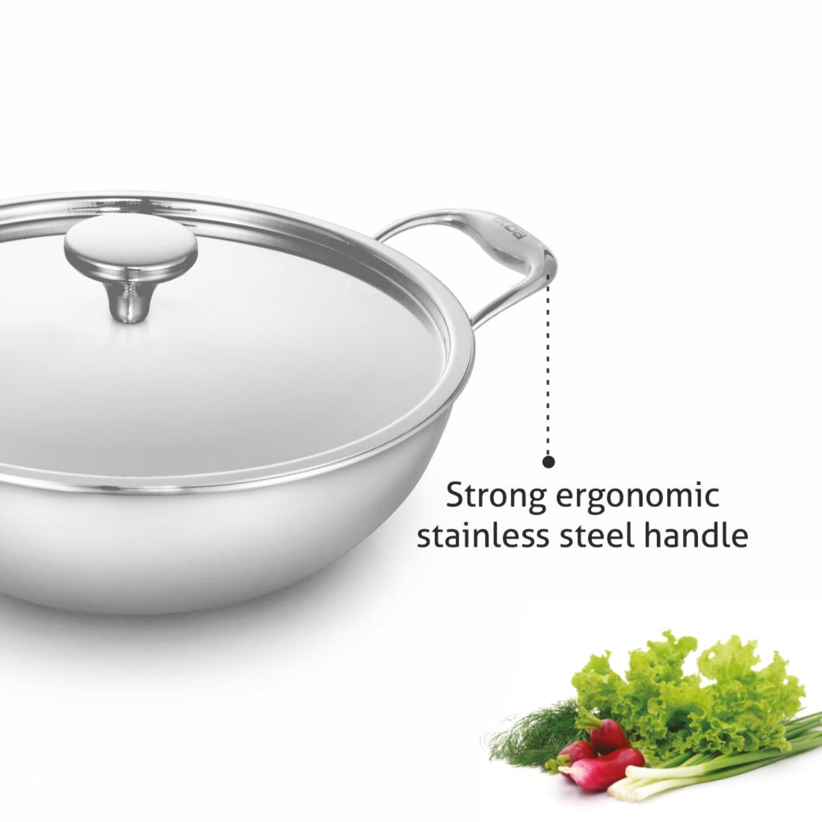 Alda Primero Tri-ply Stainless Steel Deep Wok With Lid