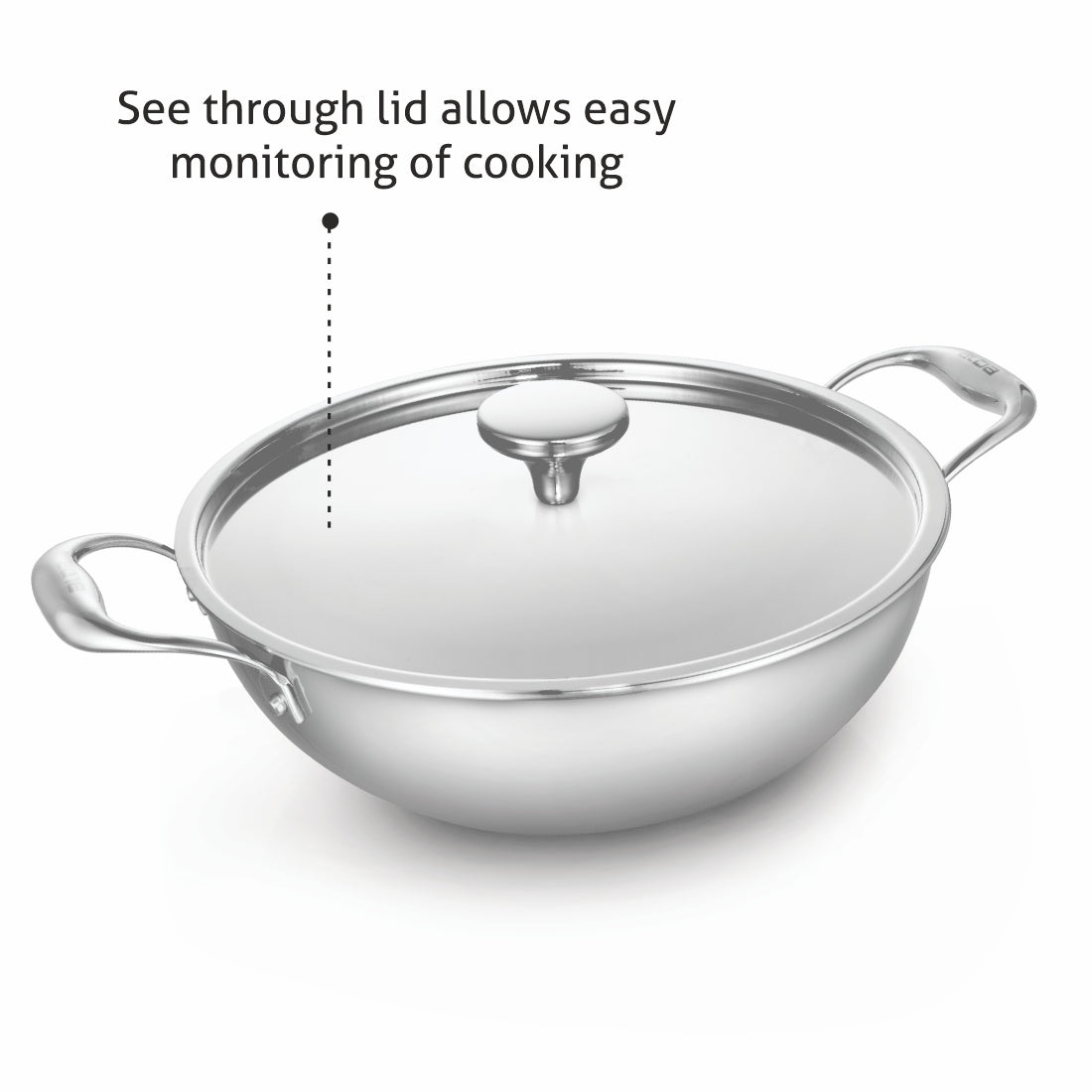 Alda Primero Tri-ply Stainless Steel Deep Wok With Lid