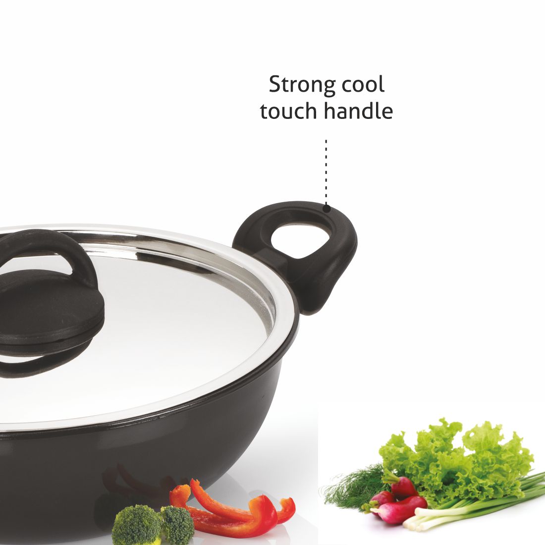 Alda Graphito Non-Stick Deep Wok with Steel Lid