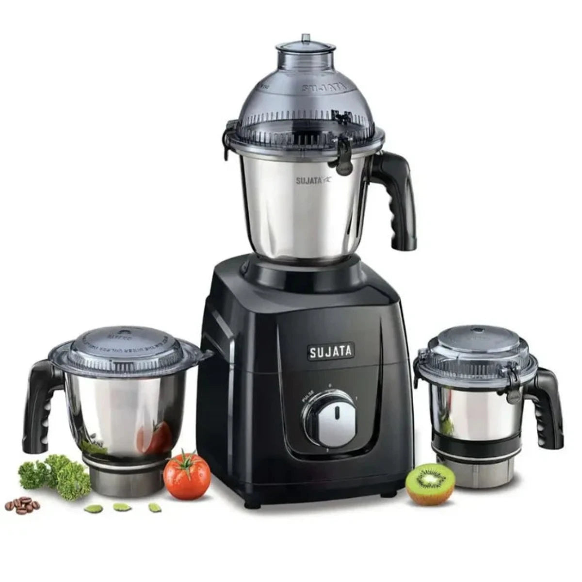 Sujata MG02- Black 1000W Mixer Grinder (3 Jars, Black)