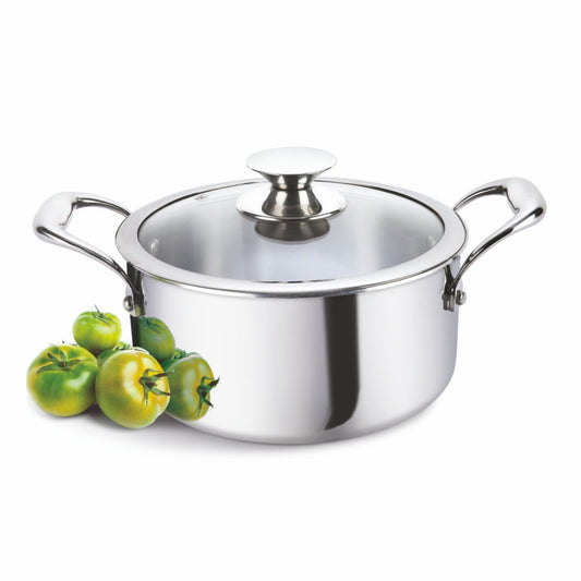 Alda Vitale Triply Stainless-Steel Casserole with Glass Lid