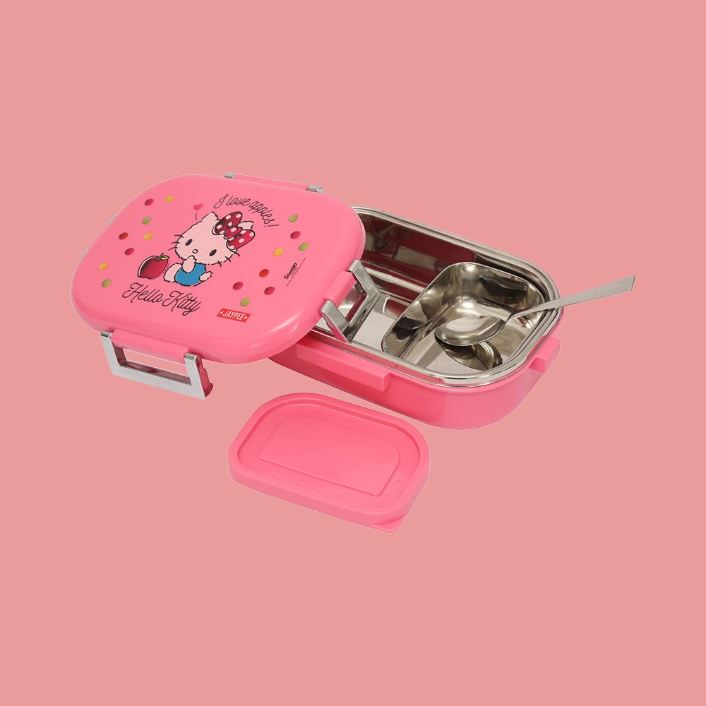 MISSTEEL LUNCH BOX Comes complete with a sabzi container, spoon and enough space for all your cuisine this lunchbox is portable and airtight.