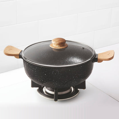 Borosil Vajra Nonstick Deep Kadhai with Glass Lid