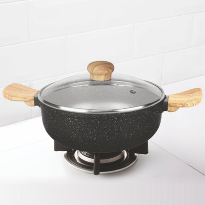 Borosil Vajra Nonstick Deep Kadhai with Glass Lid