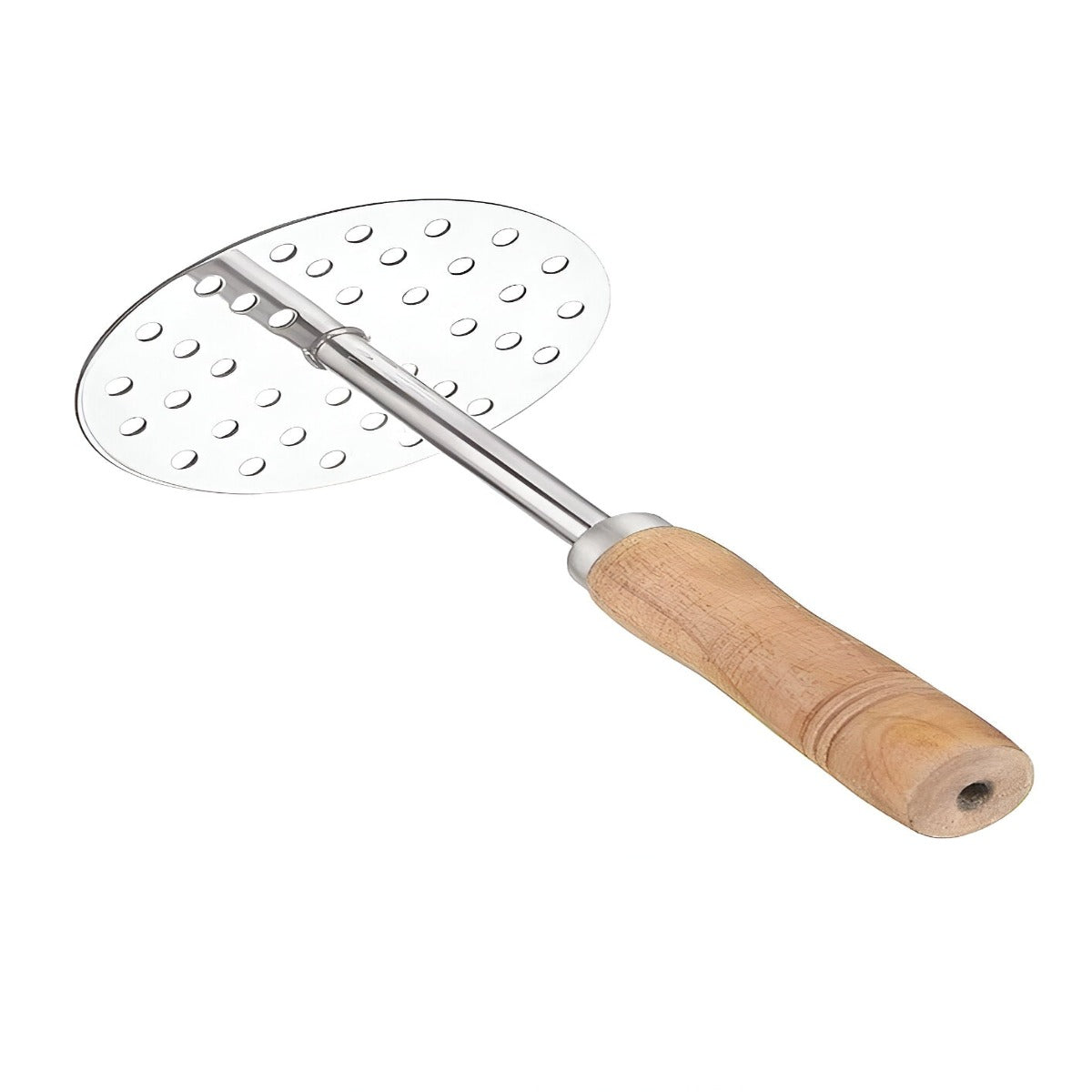 Stainless Steel Potato and Vegetable Masher with Wooden Handle