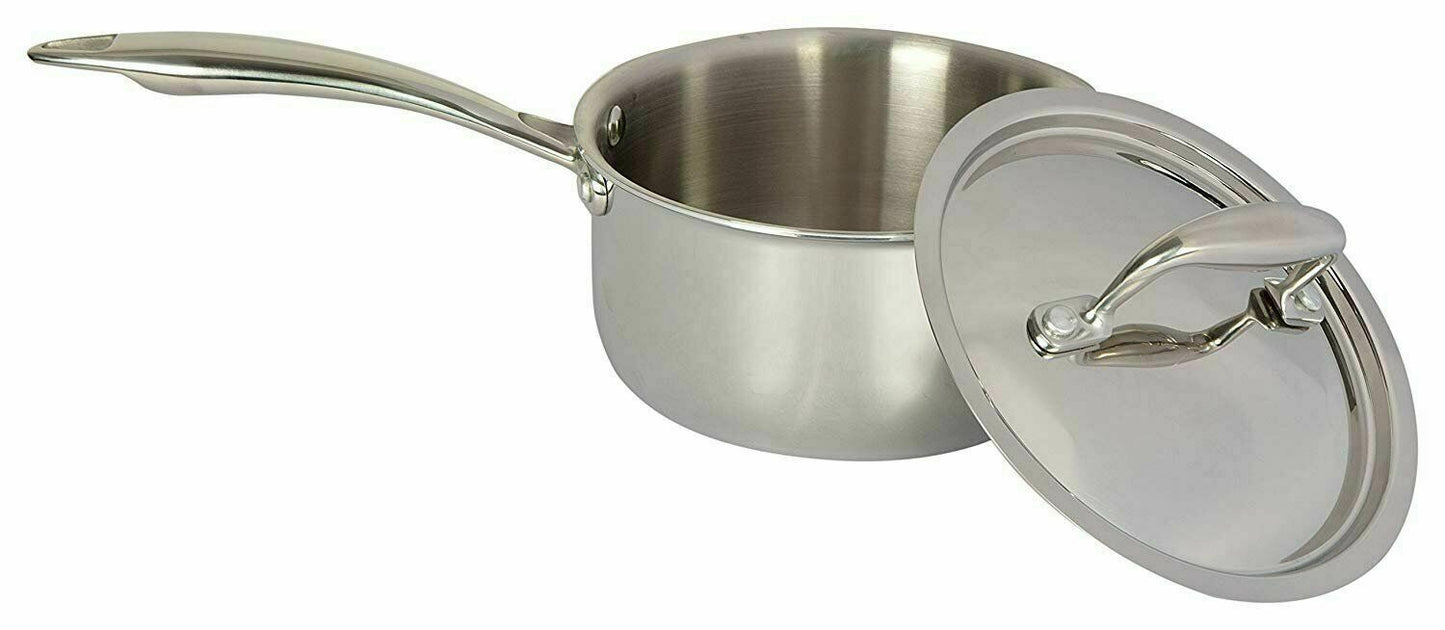 Vinod Platinum Triply Stainless Steel Saucepan 20 cm 3 Liter With Lid PSP20