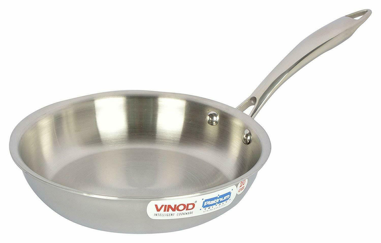 Vinod Platinum Triply Stainless Steel Fry pan 16 cm Induction Friendly PTF16