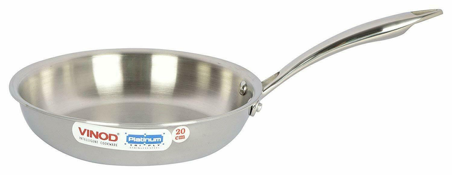 Vinod Platinum Triply Stainless Steel Fry pan 16 cm Induction Friendly PTF16