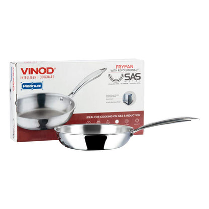 Vinod Platinum Triply Stainless Steel Fry pan 24 cm Induction Friendly PTF24