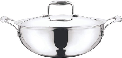 Vinod Platinum Extra Deep Wok 18 cm 1.1 Ltr With Lid Induction Friendly EDPTKD18