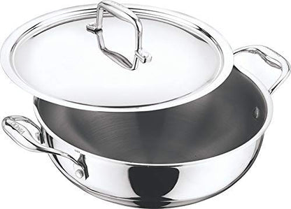 Vinod Platinum Extra Deep Wok 18 cm 1.1 Ltr With Lid Induction Friendly EDPTKD18