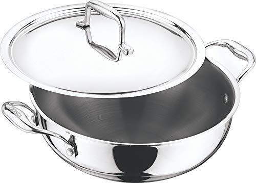 Vinod Platinum Extra Deep Wok 22 cm 2.4 Ltr With Lid Induction Friendly EDPTKD22