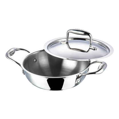 Vinod Platinum Extra Deep Wok 18 cm 1.1 Ltr With Lid Induction Friendly EDPTKD18