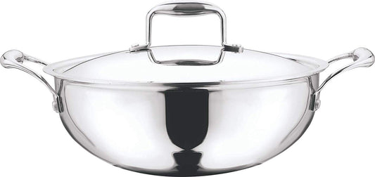 Vinod Platinum Extra Deep Wok 24 cm 3.3 Ltr With Lid Induction Friendly EDPTKD24