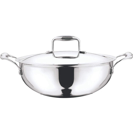 Vinod Platinum Extra Deep Wok 18 cm 1.1 Ltr With Lid Induction Friendly EDPTKD18