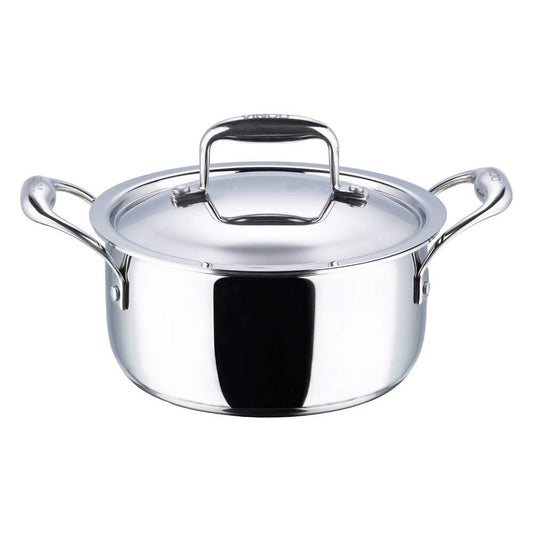 Vinod Platinum Triply Stainless Steel Saucepot 1.8 Liter 18 cm With Lid PSO18