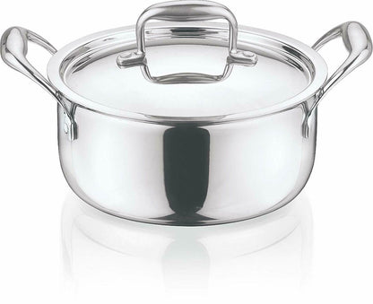 Vinod Platinum Triply Stainless Steel Saucepot 3 Liter 20 cm With Lid PSO20