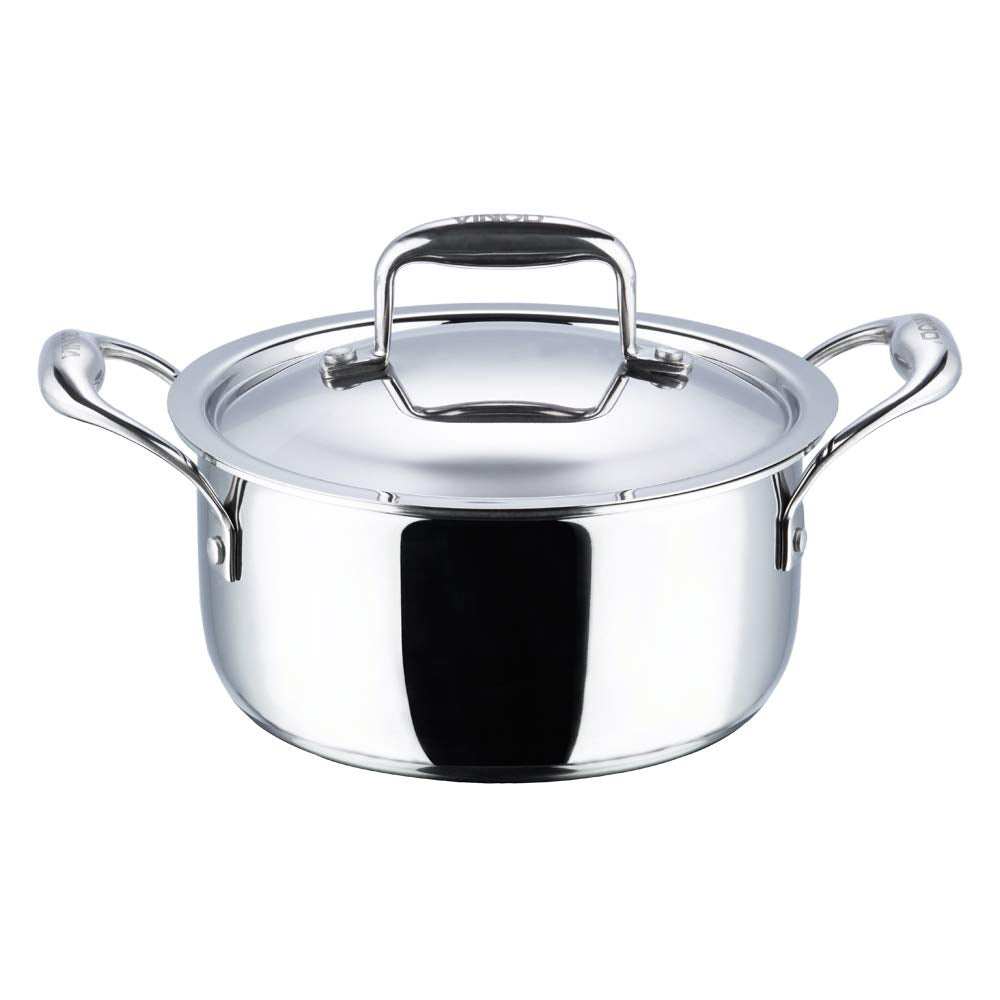 Vinod Platinum Triply Stainless Steel Saucepot 8 Liter 30 cm With Lid PSO30