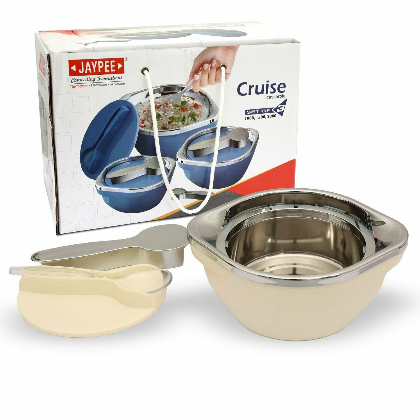 Jaypee Cruise Set of 3 Casserole Hot Pot Set 2000+1500+1000 ml Jr. Gift Pitch