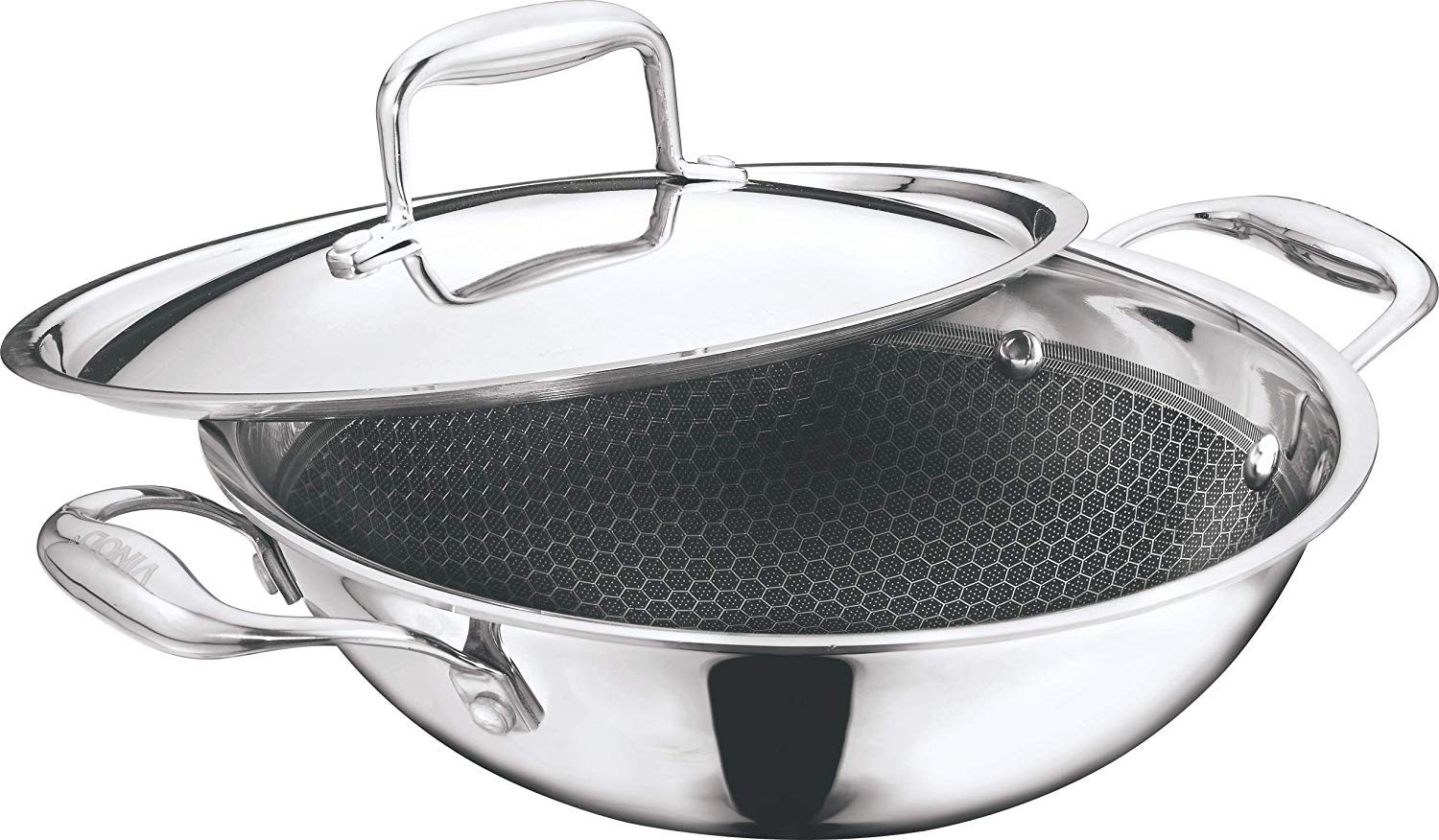 Vinod Platinum X Stainless steel Nonstick Wok Kadai 24 cm 2.5 Liter PXKD24