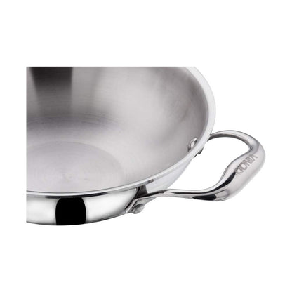 Vinod Platinum Triply Stainless Steel Kadai Wok 22 cm 1.8 Liter With Lid PTKD22