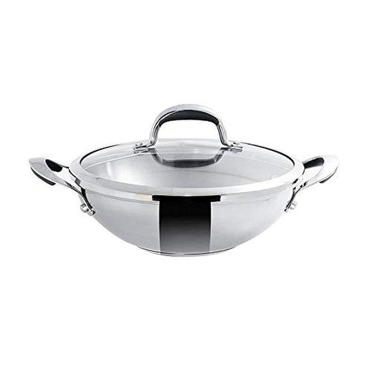 Meyer Select Stainless Steel Kadhai Wok (22 cm/1.91 L), Induction Compatible