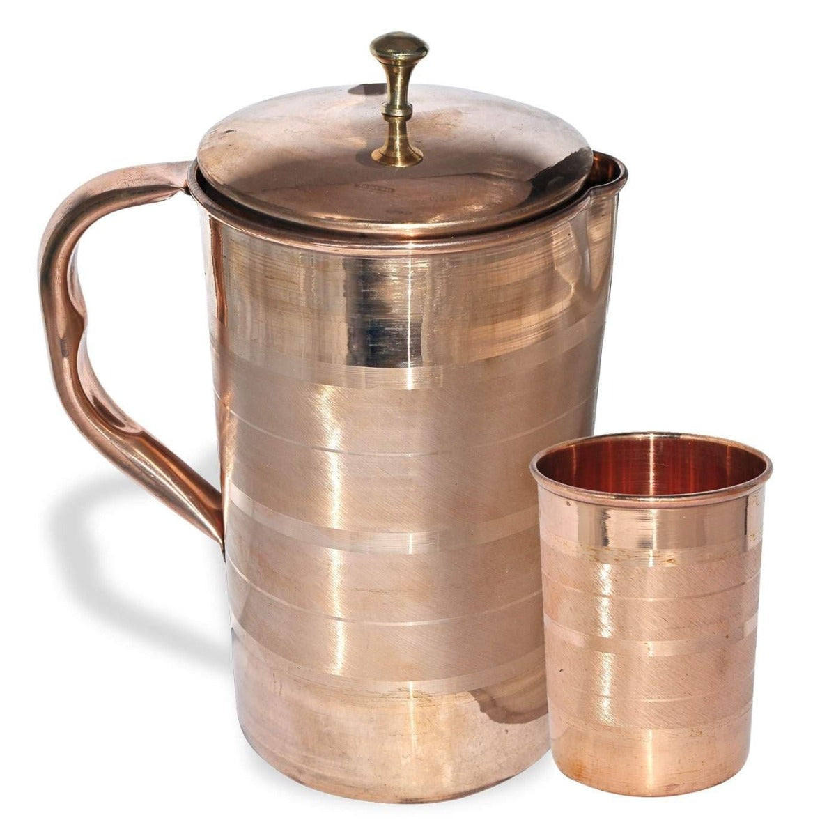 Pure Copper 2 Liter Jug Pitcher With Copper Glass