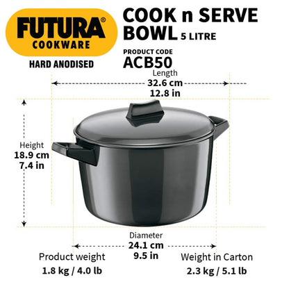 Futura Hard Anodised Cook & Serve Bowl By Hawkins ACB50