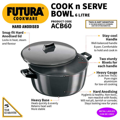 Futura Hard Anodised Cook & Serve Bowl By Hawkins ACB60