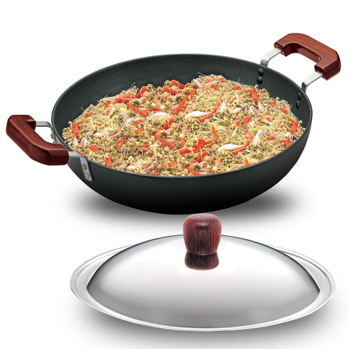 Futura Hard Anodised Deep Fry Pan Wok With Stainless Steel Lid by Hawkins AD75S