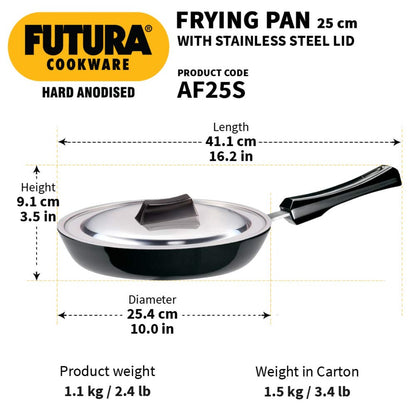 Futura Hard Anodised Frying Pan With Stainless Steel Lid by Hawkins AF24S