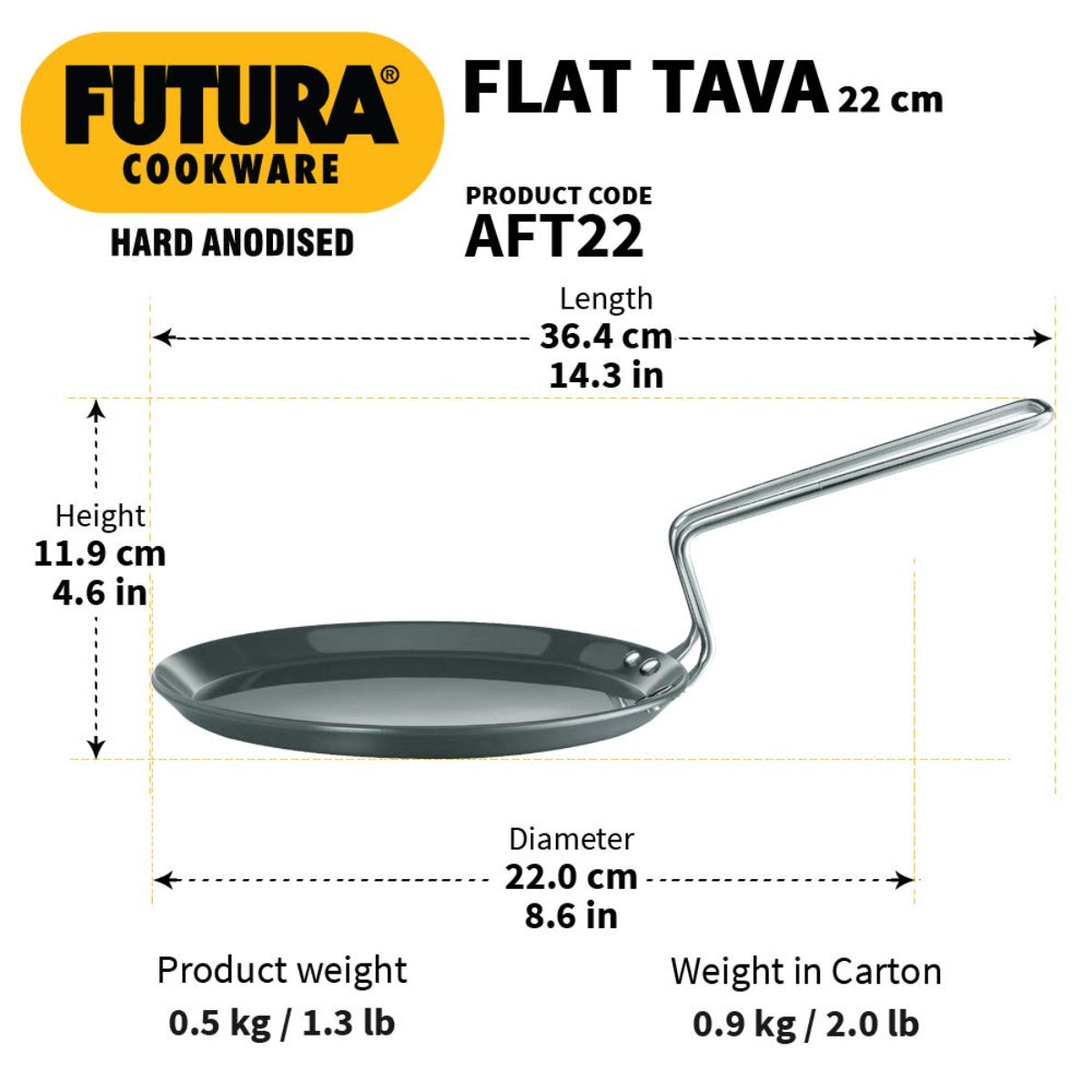 Futura Hard Anodised Flat Tava/Tawa by Hawkins AFT22