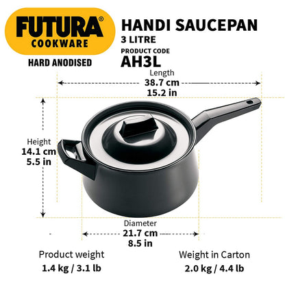 Futura Hard Anodised Handi Saucepan by Hawkins AH3L