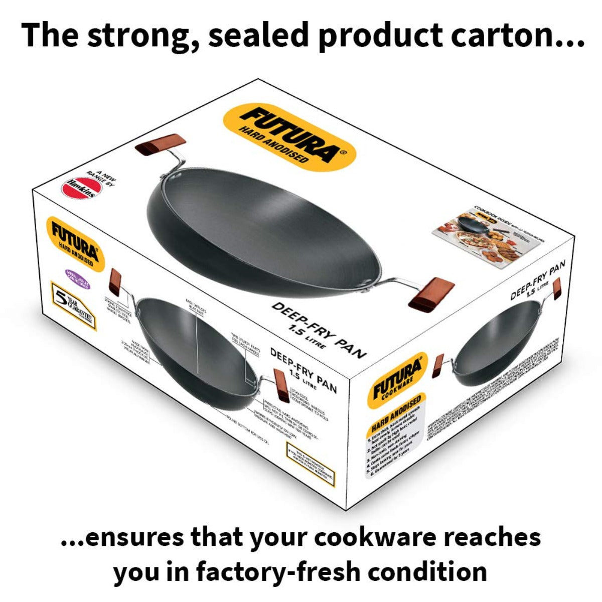 Futura Hard Anodised Deep Fry Wok Pan (Round Bottom) by Hawkins Carton Box