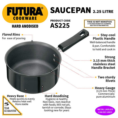 Futura Hard Anodised Ezee-pour Saucepan AS225 By Hawkins