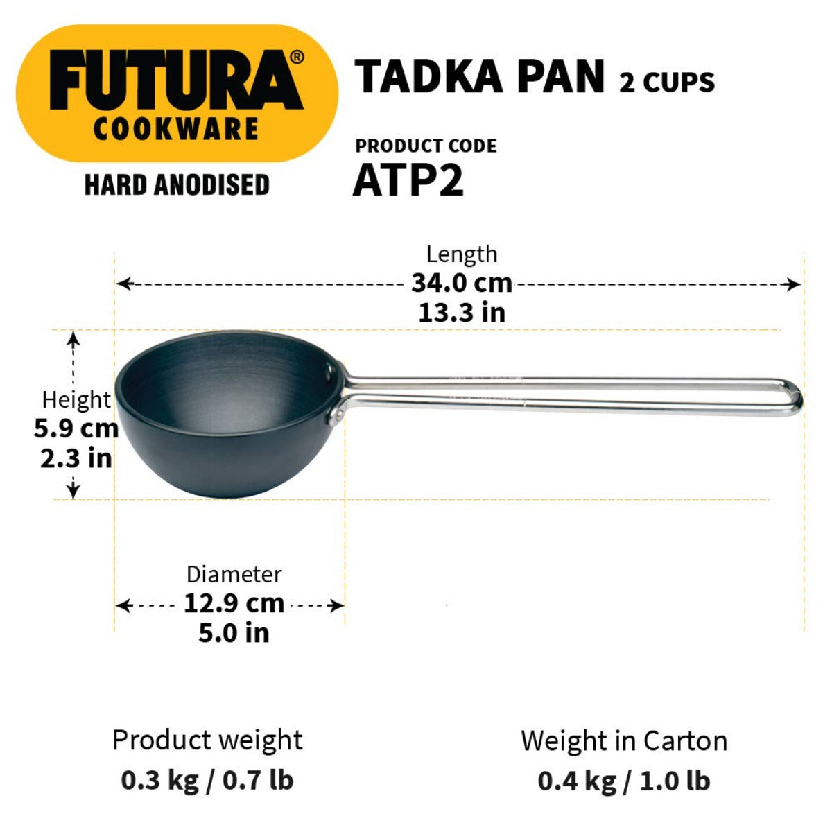 Futura Hard Anodised Tadka Pan/Spice Heating Pan By Hawkins ATP2