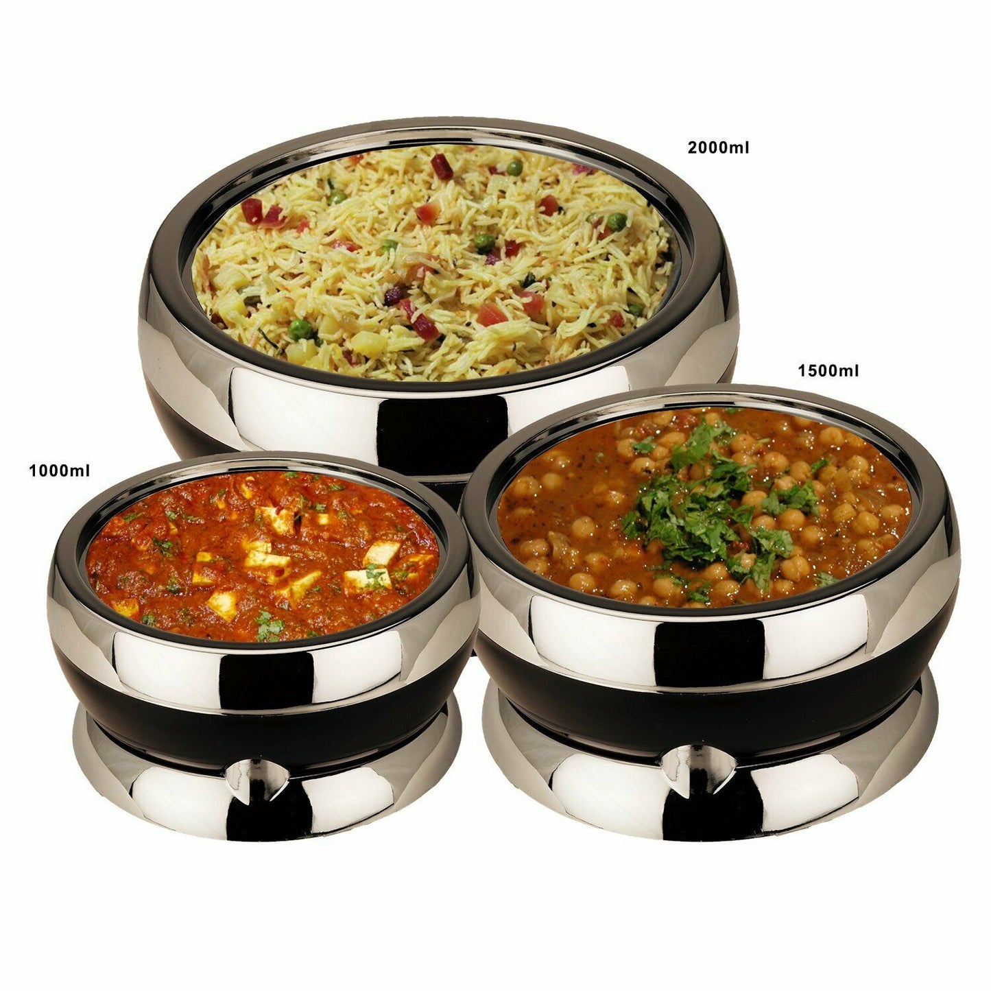 Jaypee Amaze Black Set of 3 Casserole Hot Pot Set 1000+1500+2000 ml Jr Gift Set