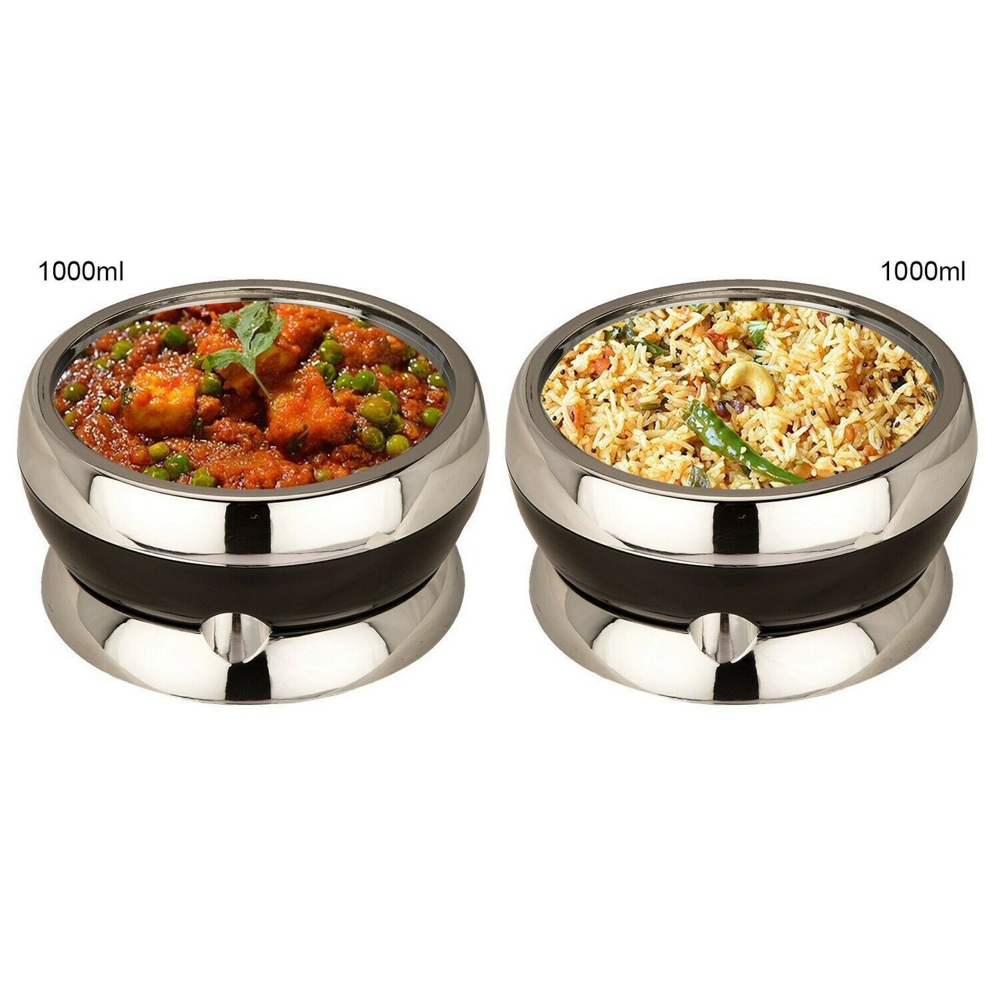 Jaypee Amaze Twin Set of 2 Casserole Hot Pot Set 1000 + 1000 ml Black