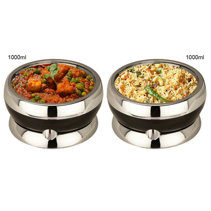 Jaypee Amaze Twin Set of 2 Casserole Hot Pot Set 1000 + 1000 ml Black