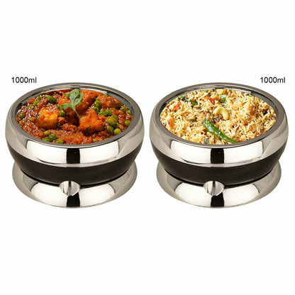 Jaypee Amaze Twin Set of 2 Casserole Hot Pot Set 1000 + 1000 ml Black