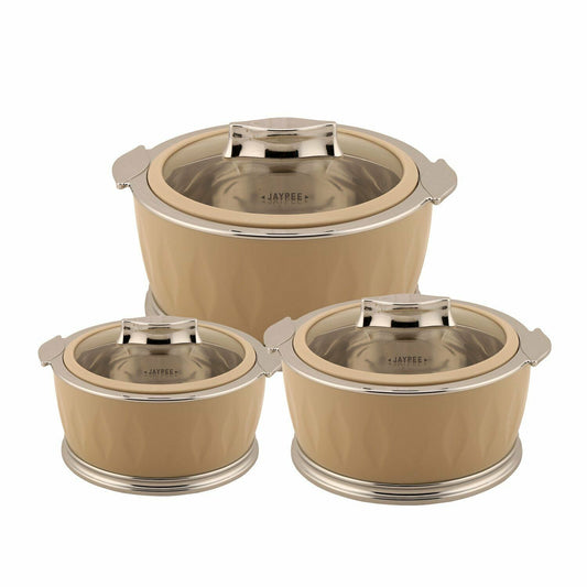 Jaypee Dazzle Beige Set of 3 Casserole Hot Pot Set 1000+1500+2000 ml Jr Gift Set