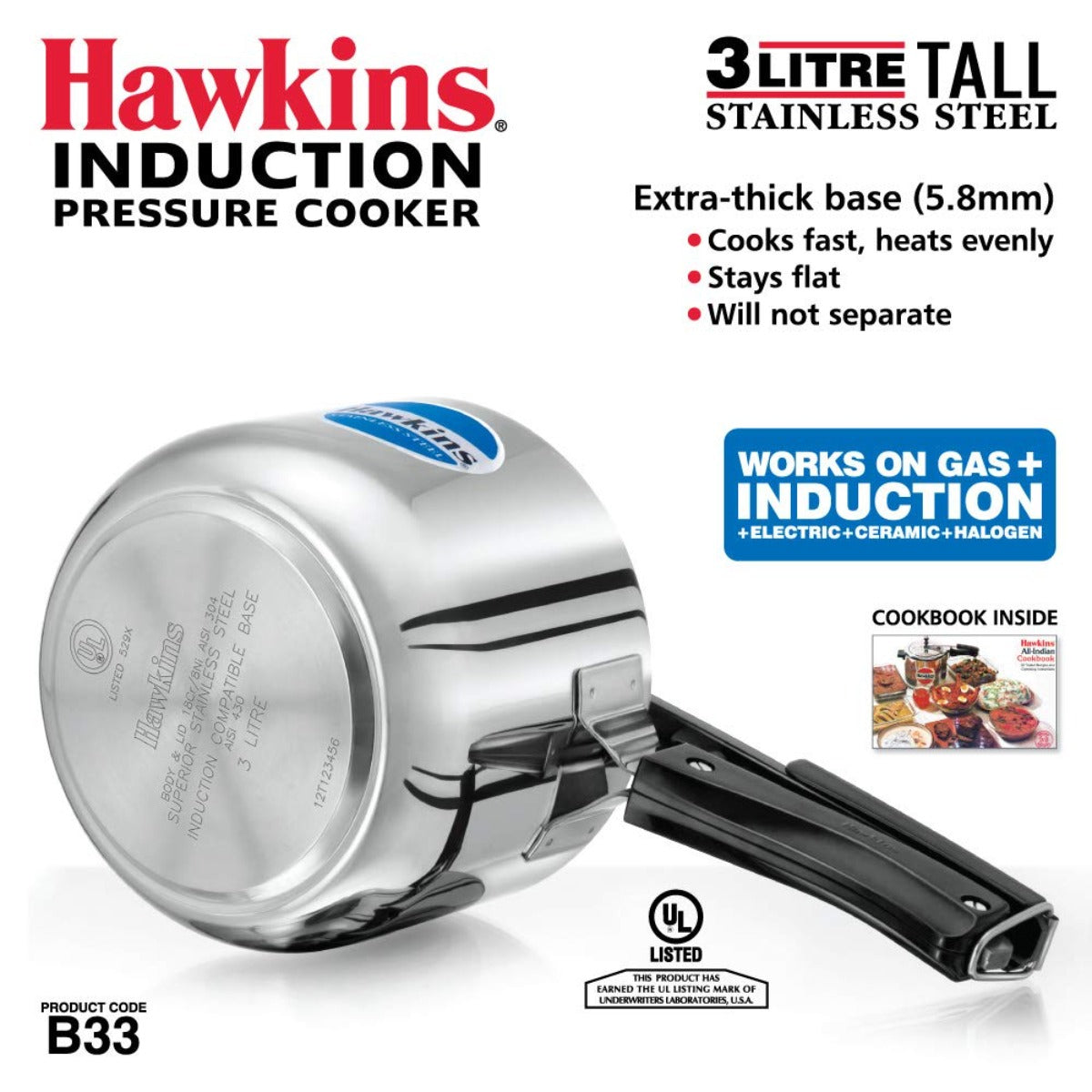 Hawkins Stainless Steel Pressure Cooker | Induction Compatible