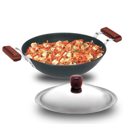 Futura Hard Anodised Induction Friendly Deep Fry Pan/Wok With SS Lid (IAD375S)