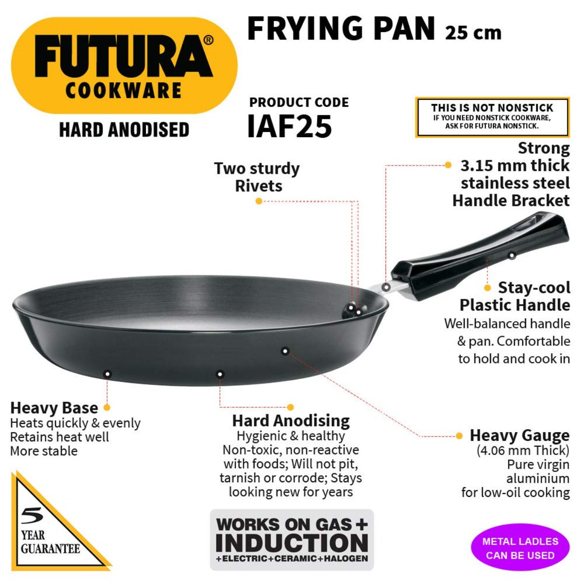 Futura Hard Anodised 24 cm Induction Friendly Frying Pan By Hawkins IAF24