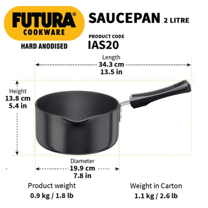 Futura Hard Anodised Ezee-pour Induction Friendly Saucepan IAS20 By Hawkins