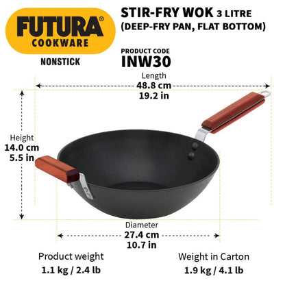 Futura Nonstick 3 L Induction Friendly Stir-Fry Wok By Hawkins