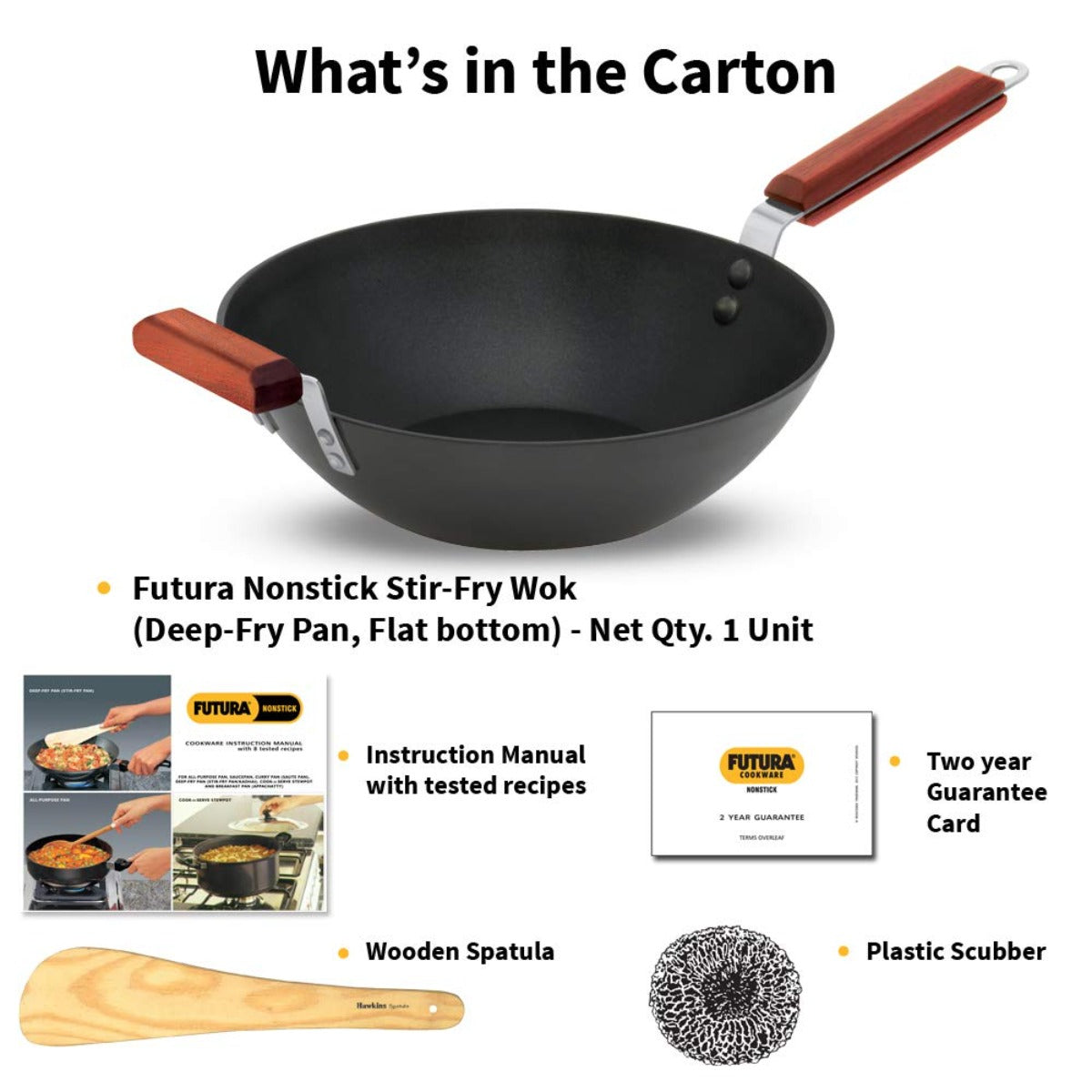 Futura Nonstick 3 L Induction Friendly Stir-Fry Wok By Hawkins